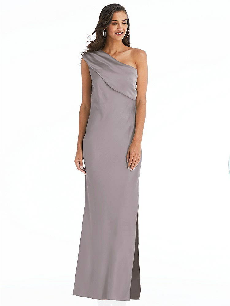 【NEW】【STYLE: 8210】ドレープ ワンショルダー コンバーチブル マキシ スリップ ドレス【COLOR: Cashmere Gray】【SIZE: 00-30W】