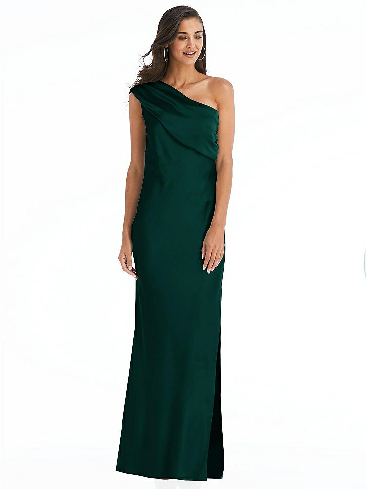 【NEW】【STYLE: 8210】ドレープ ワンショルダー コンバーチブル マキシ スリップ ドレス【COLOR: Evergreen】【SIZE: 00-30W】