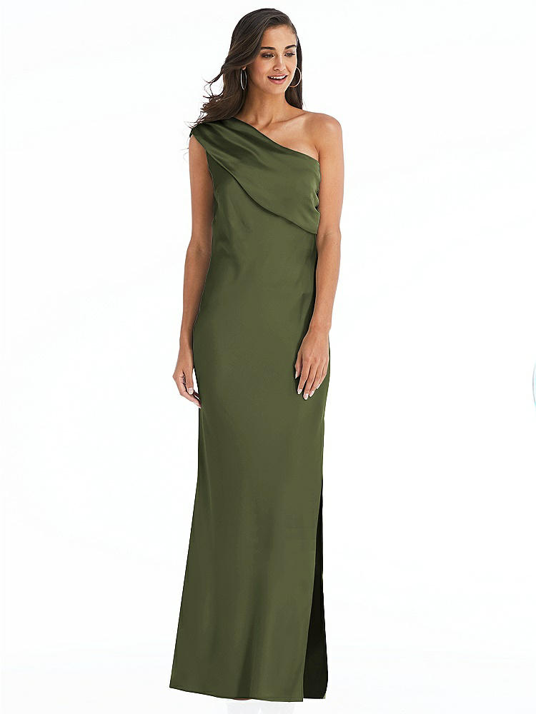 【NEW】【STYLE: 8210】ドレープ ワンショルダー コンバーチブル マキシ スリップ ドレス【COLOR: Olive Green】【SIZE: 00-30W】