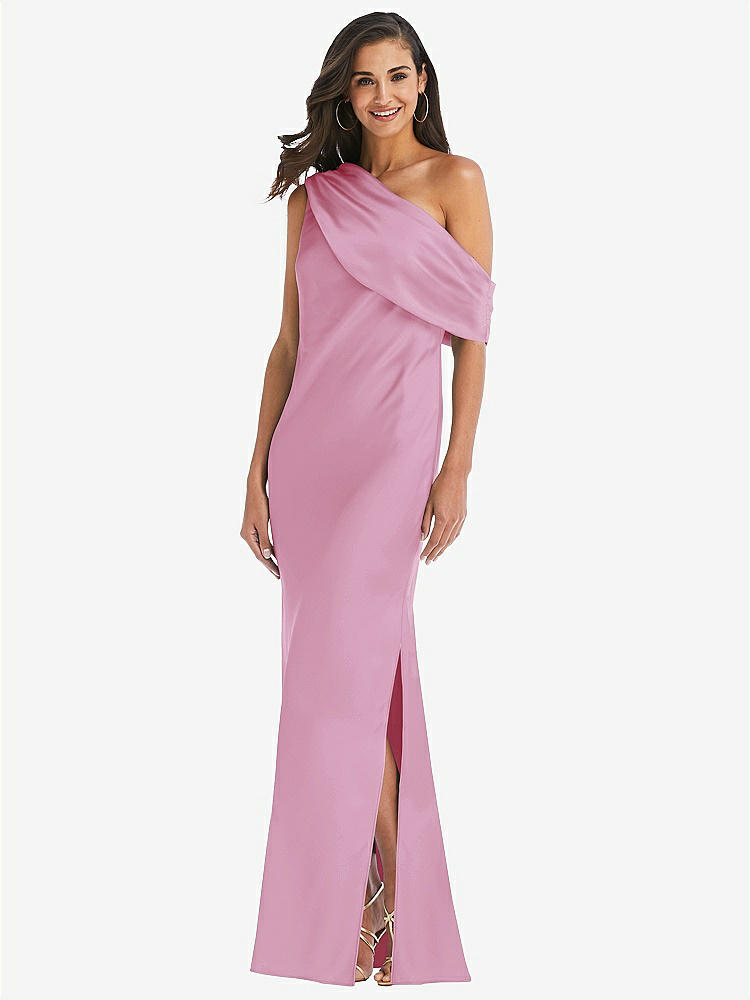 【STYLE: 8210】Draped One-Shoulder Convertible Maxi Slip Dress【COLOR: Powder Pink】