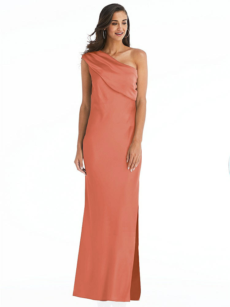 【NEW】【STYLE: 8210】ドレープ ワンショルダー コンバーチブル マキシ スリップ ドレス【COLOR: Terracotta Copper】【SIZE: 00-30W】