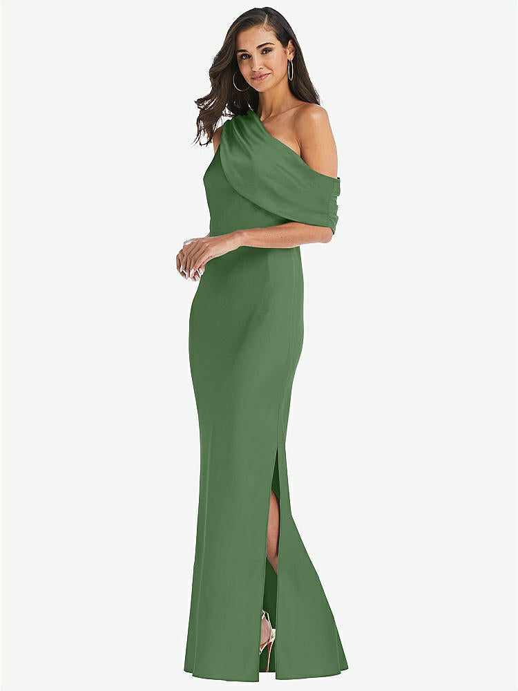 【STYLE: 8210】Draped One-Shoulder Convertible Maxi Slip Dress【COLOR: Vineyard Green】
