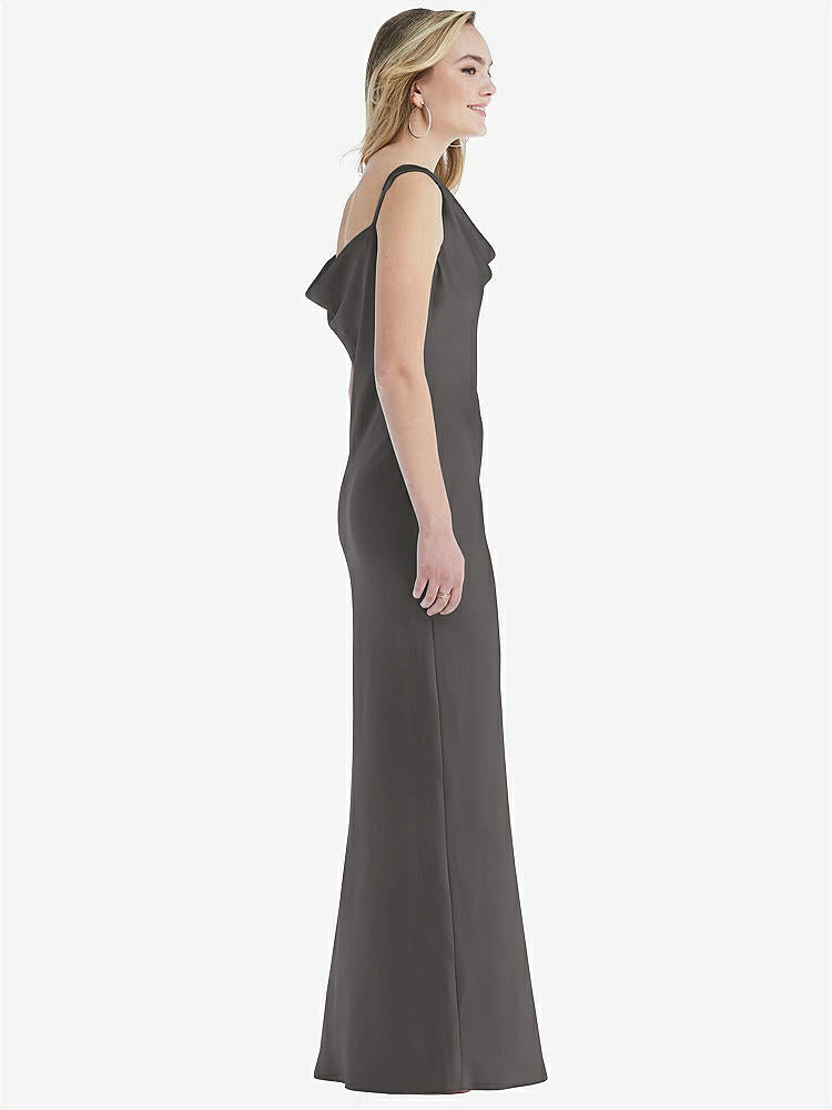 【STYLE: 8211】アシンメトリー カウル マキシ スリップ ドレス【COLOR: Caviar Gray】【SIZE: 00-30W】