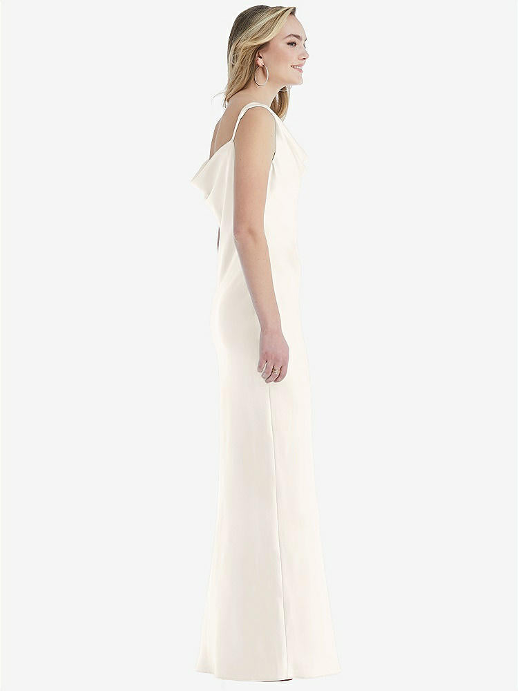 【STYLE: 8211】Asymmetrical One-Shoulder Cowl Maxi Slip Dress【COLOR: Ivory】