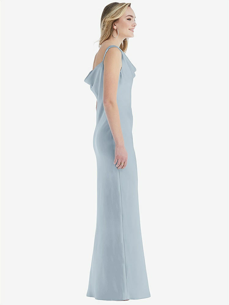 【STYLE: 8211】Asymmetrical One-Shoulder Cowl Maxi Slip Dress【COLOR: Mist】