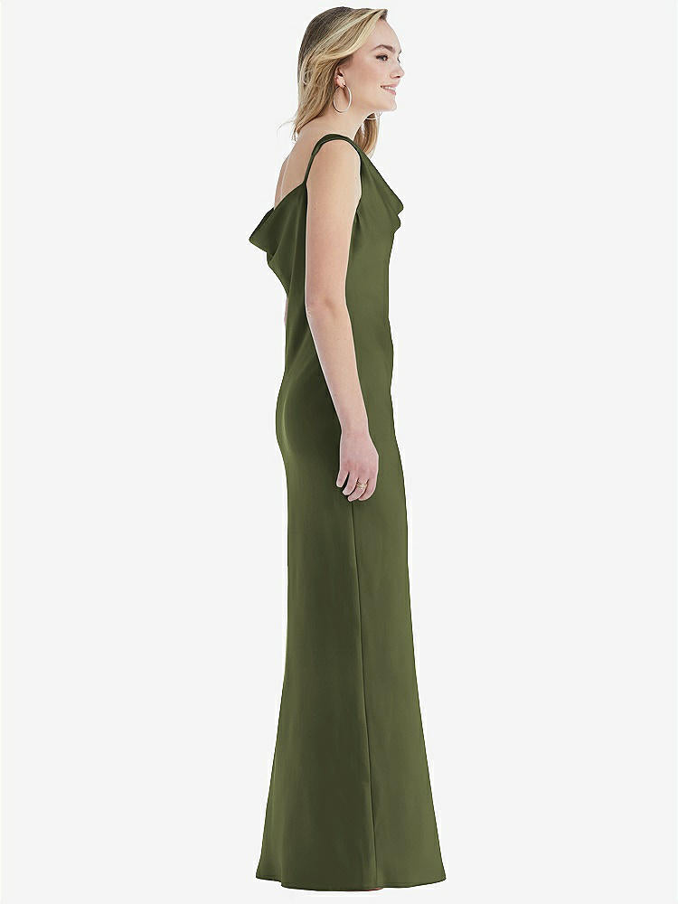 【STYLE: 8211】アシンメトリー カウル マキシ スリップ ドレス【COLOR: Olive Green】【SIZE: 00-30W】