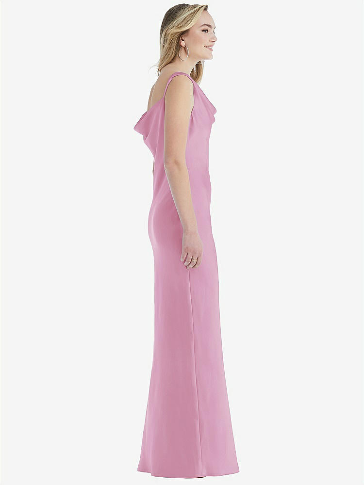 【STYLE: 8211】Asymmetrical One-Shoulder Cowl Maxi Slip Dress【COLOR: Powder Pink】