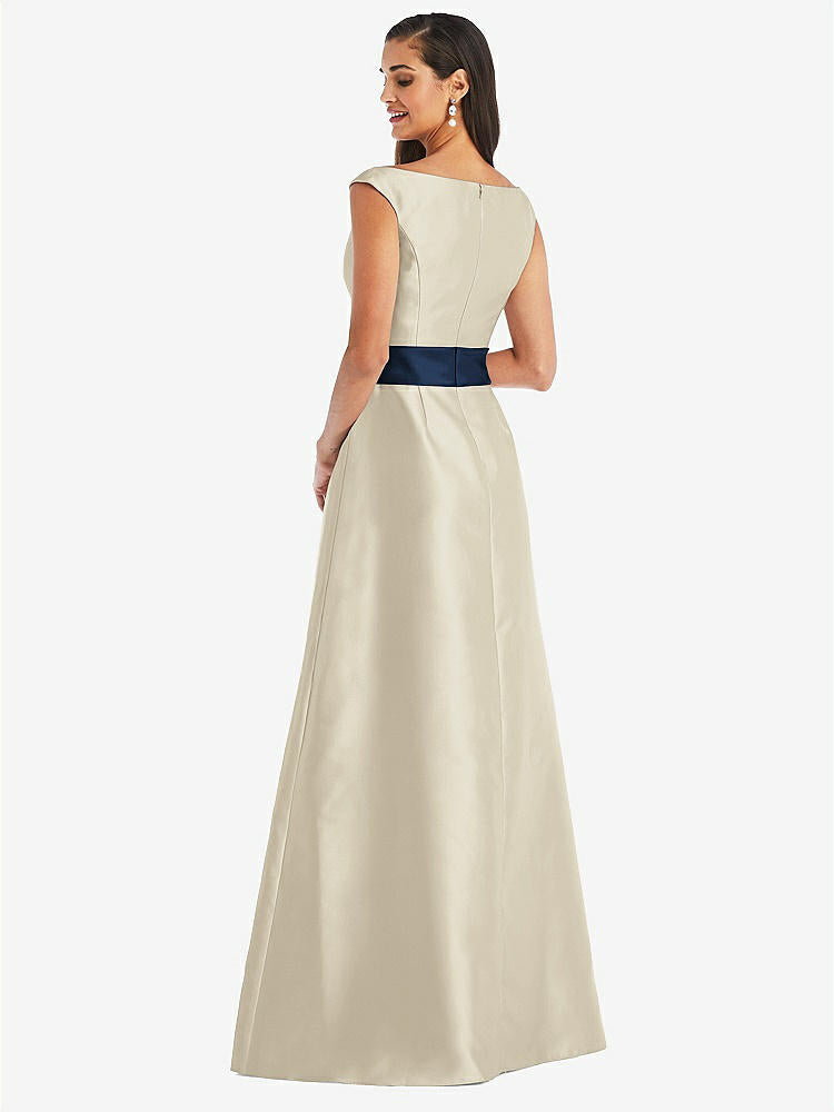 【STYLE: D811】オフショルダー ドレープ ラップ サテン マキシ ドレス