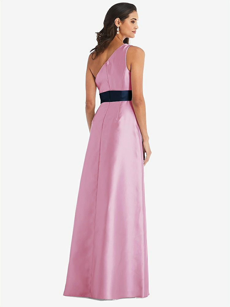 【STYLE: D815】ドレープ ワンショルダー サテン マキシ ドレス