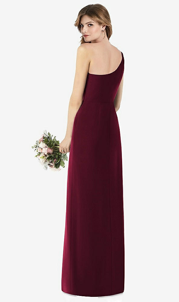 【STYLE: TH087】ワンショルダー クレープ トランペット ガウン 前面 スリット【COLOR: Cabernet】【SIZE: 00-30W】