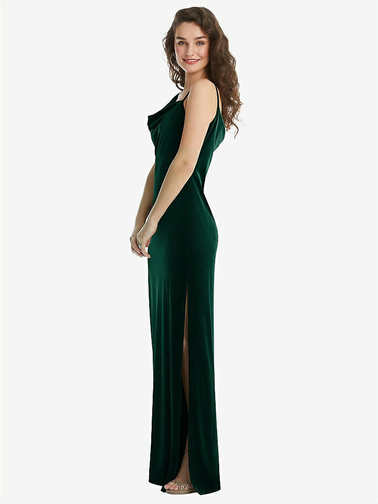 【NEW】【STYLE: 8213】非対称 ワン・サルダー ベルベット マキシ スリップ ドレス【COLOR: Evergreen】【SIZE: 00-30W】