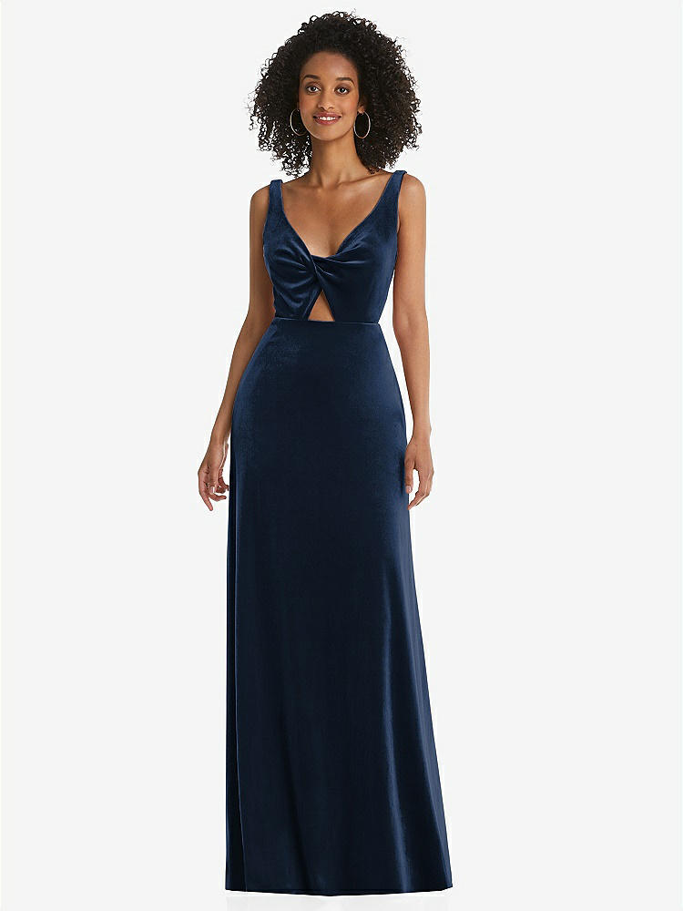 【STYLE: LB033】Twist Front Cutout Velvet Maxi Dress - Cameron【COLOR: Midnight Navy】