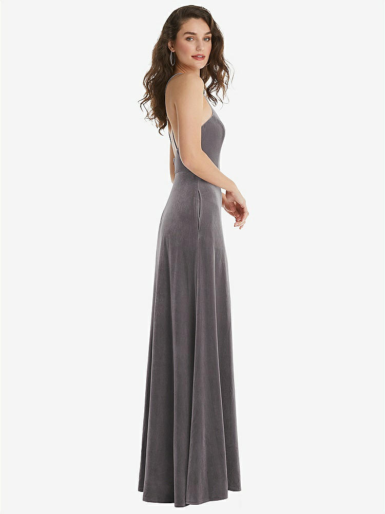 【NEW】【STYLE: LB034】高 首 ホルター オープンバック ベルベット ドレス  -  アリックス【COLOR: Caviar Gray】【SIZE: 00-30W】