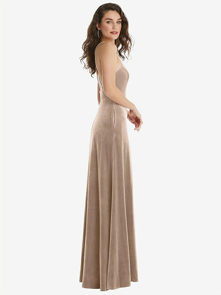 【STYLE: LB034】High Neck Halter Open-Back Velvet Dress - Alix【COLOR: Topaz】