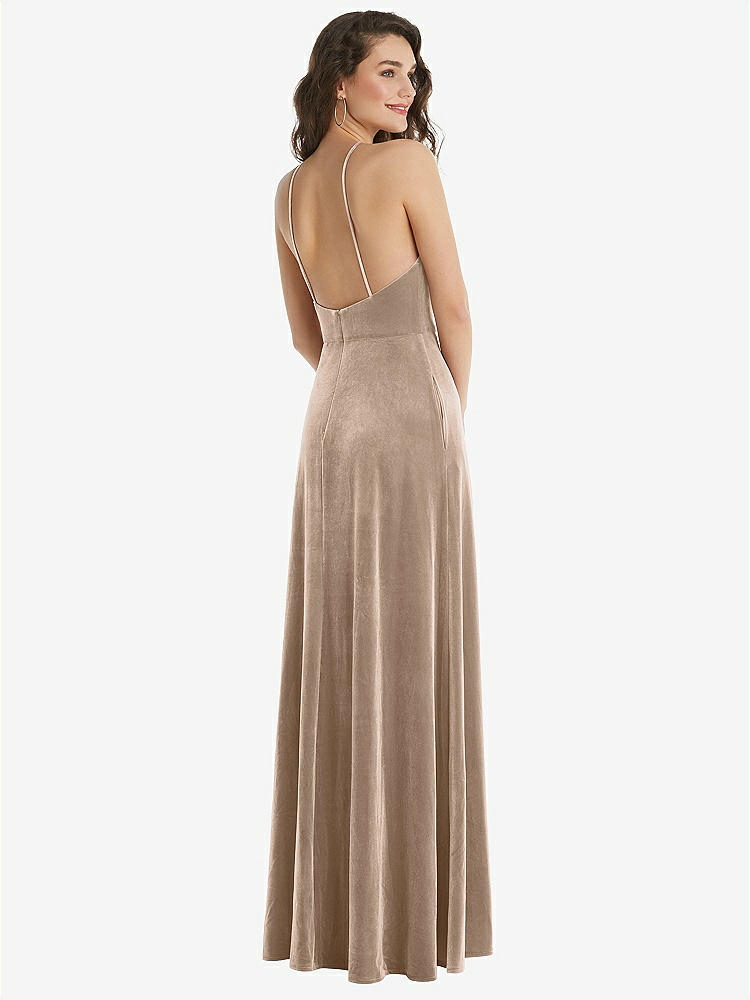 【STYLE: LB034】High Neck Halter Open-Back Velvet Dress - Alix【COLOR: Topaz】