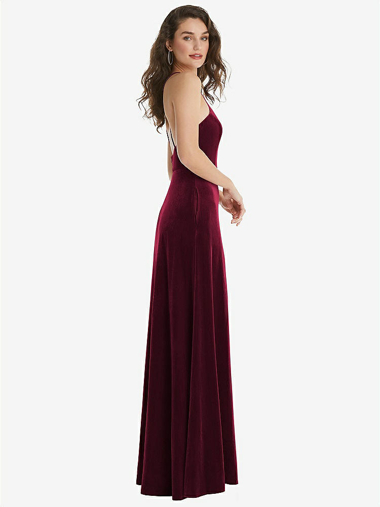 【NEW】【STYLE: LB034】高 首 ホルター オープンバック ベルベット ドレス - アリックス【COLOR: Cabernet】【SIZE: 00-30W】