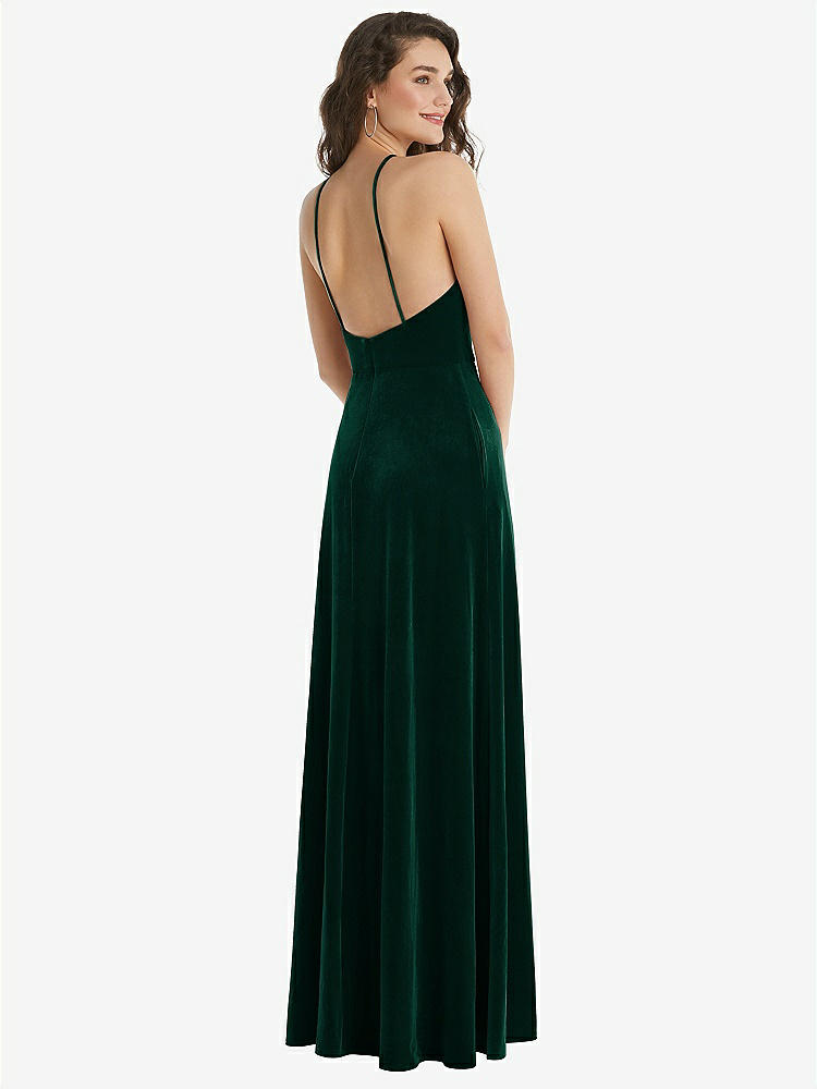 【STYLE: LB034】High Neck Halter Open-Back Velvet Dress - Alix【COLOR: Evergreen】