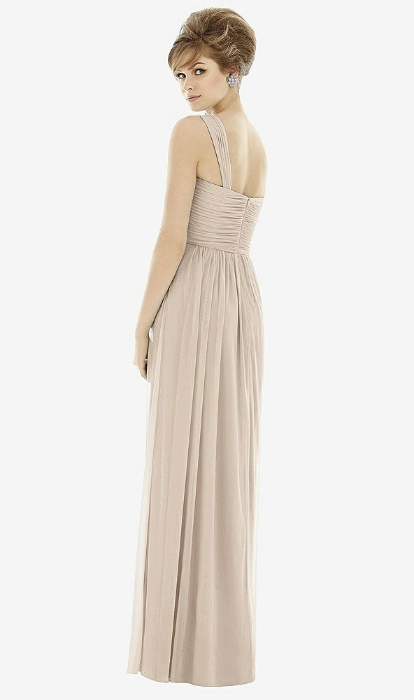 【STYLE: TH106】One-Shoulder Asymmetrical Draped Wrap Maxi Dress【COLOR: Nude Gray】