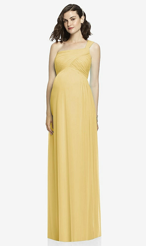 【STYLE: TH107】One-Shoulder Asymmetrical Draped Wrap Maternity Dress【COLOR: Maize】