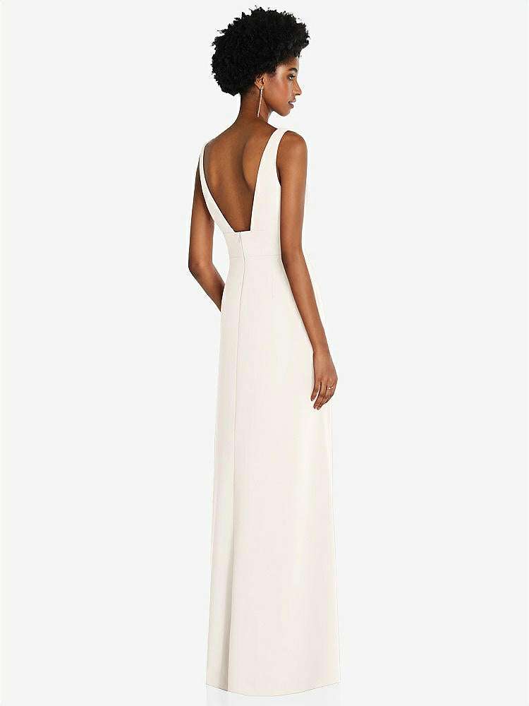 【STYLE: 6857】Square Low-Back A-Line Dress with Front Slit and Pockets【COLOR: Ivory】