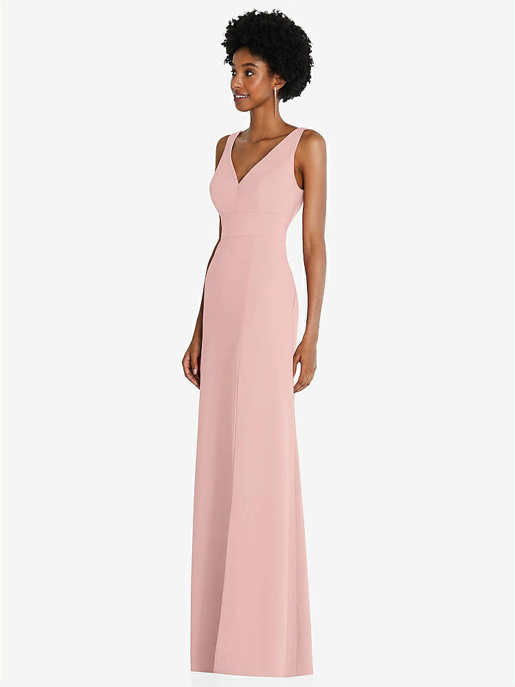 【STYLE: 6857】Square Low-Back A-Line Dress with Front Slit and Pockets【COLOR: Rose - PANTONE Rose Quartz】