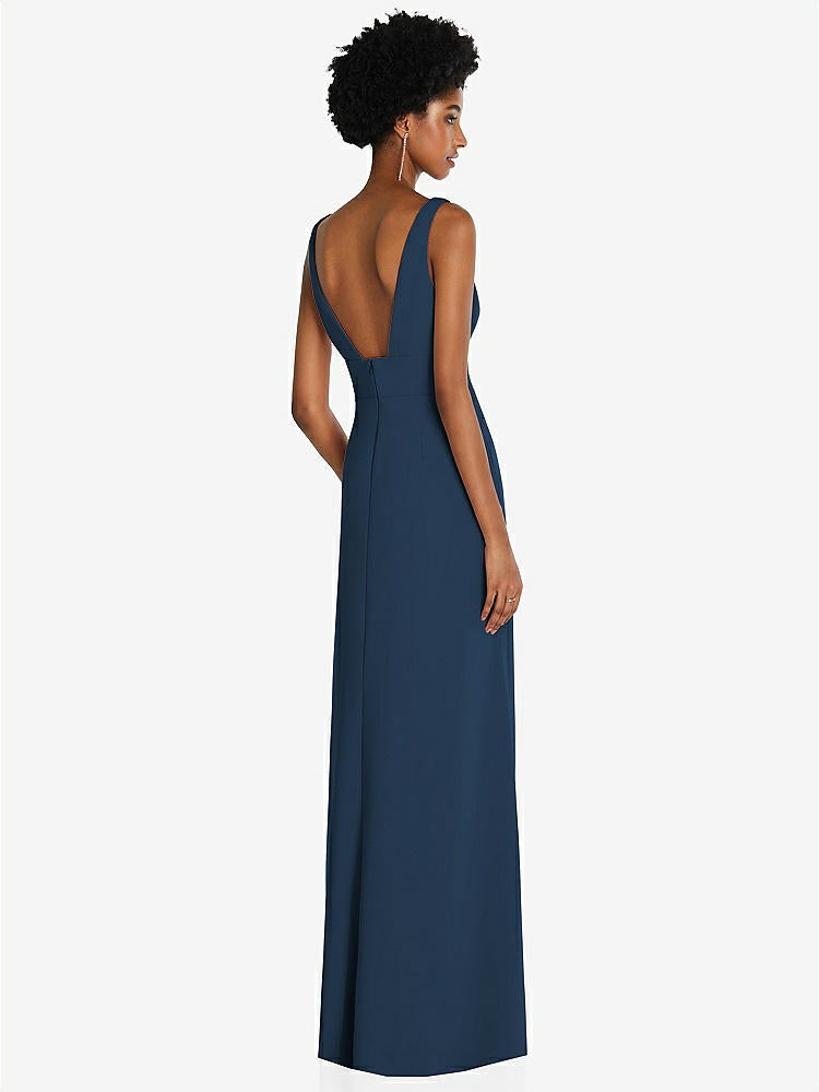 【STYLE: 6857】Square Low-Back A-Line Dress with Front Slit and Pockets【COLOR: Sofia Blue】