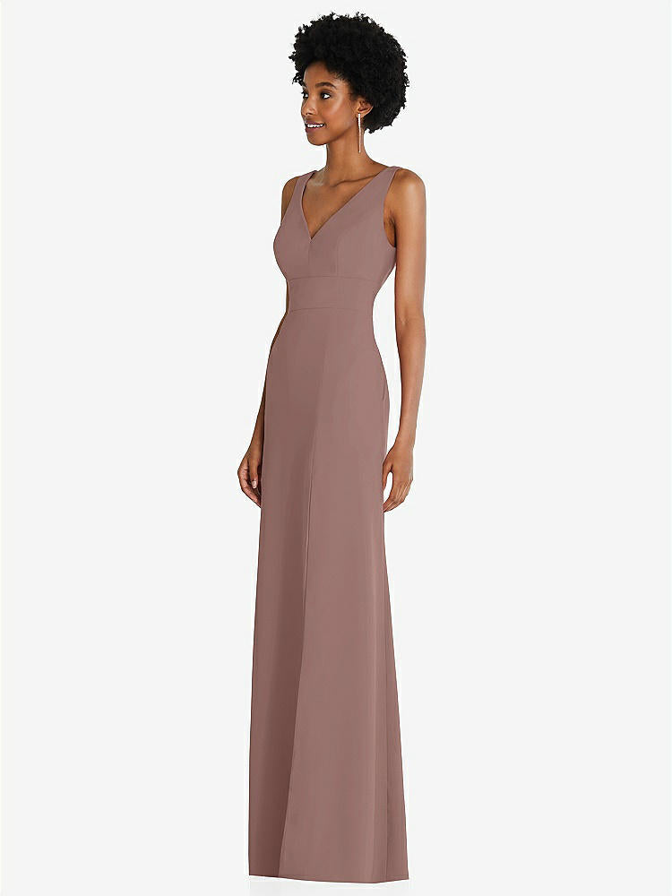 【STYLE: 6857】Square Low-Back A-Line Dress with Front Slit and Pockets【COLOR: Sienna】