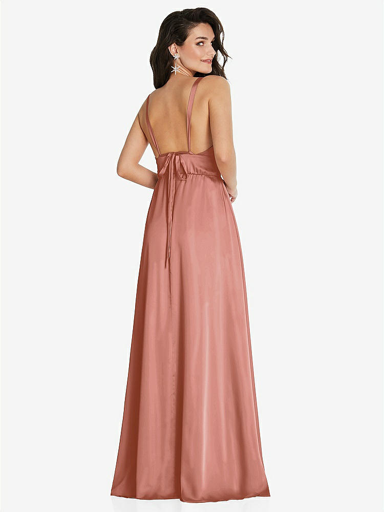 【STYLE: TH093】Deep V-Neck Shirred Skirt Maxi Dress with Convertible Straps【COLOR: Desert Rose】