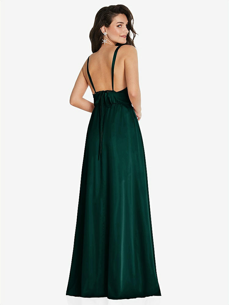 【STYLE: TH093】Deep V-Neck Shirred Skirt Maxi Dress with Convertible Straps【COLOR: Evergreen】