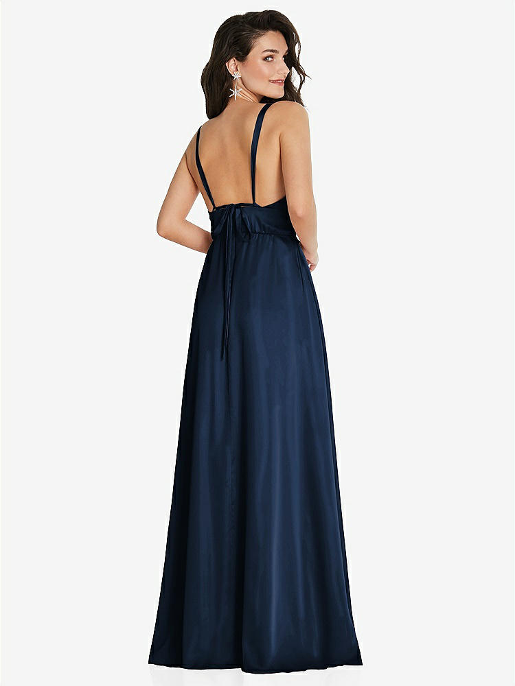 【STYLE: TH093】Deep V-Neck Shirred Skirt Maxi Dress with Convertible Straps【COLOR: Midnight Navy】