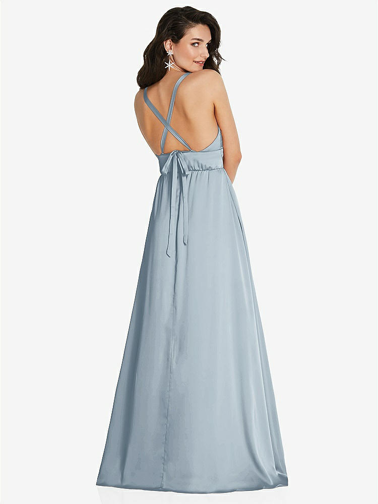 【STYLE: TH093】Deep V-Neck Shirred Skirt Maxi Dress with Convertible Straps【COLOR: Mist】