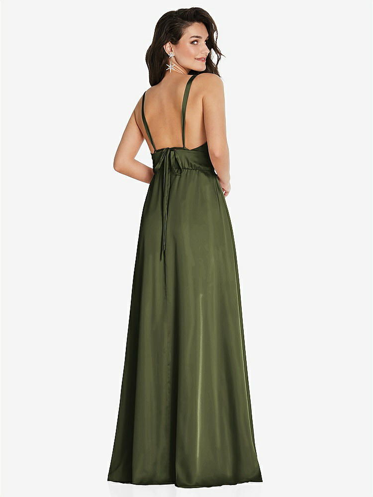 【STYLE: TH093】Deep V-Neck Shirred Skirt Maxi Dress with Convertible Straps【COLOR: Olive Green】