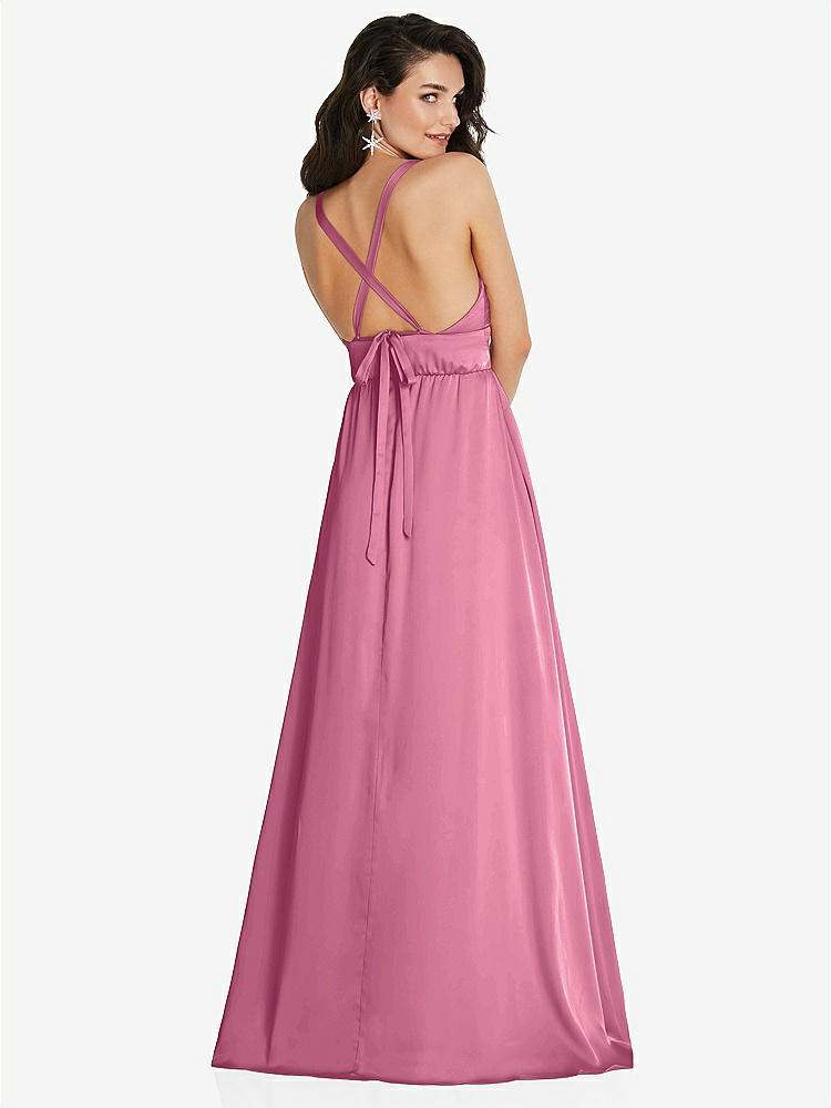 【STYLE: TH093】Deep V-Neck Shirred Skirt Maxi Dress with Convertible Straps【COLOR: Orchid Pink】