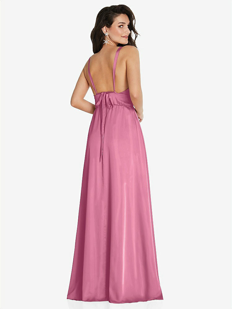【STYLE: TH093】Deep V-Neck Shirred Skirt Maxi Dress with Convertible Straps【COLOR: Orchid Pink】
