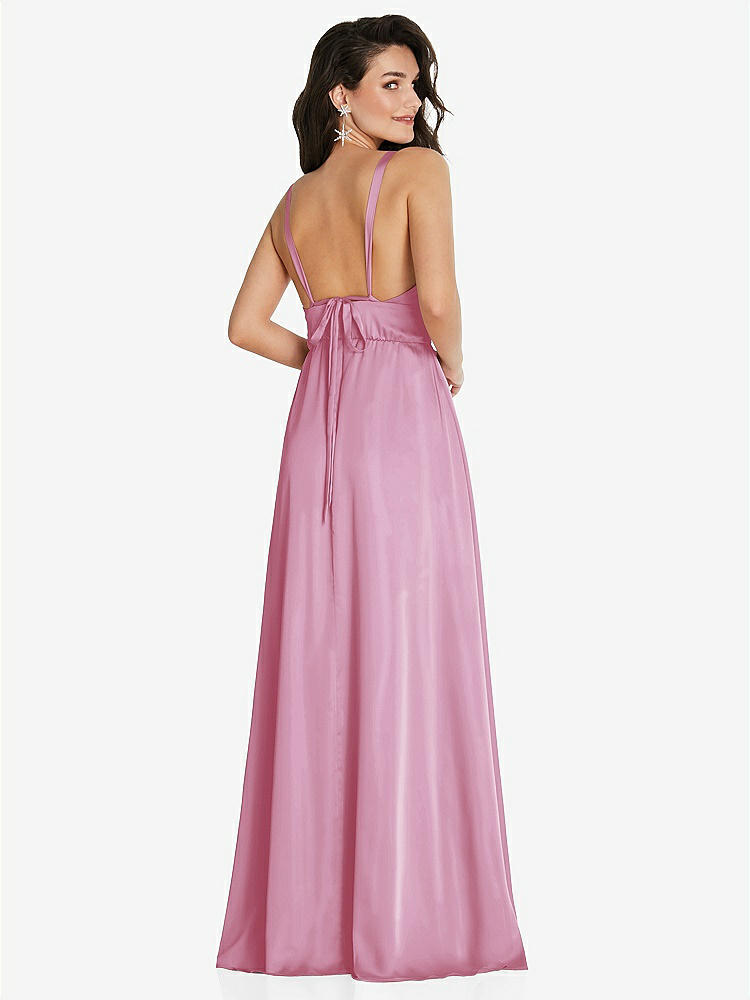 【STYLE: TH093】Deep V-Neck Shirred Skirt Maxi Dress with Convertible Straps【COLOR: Powder Pink】