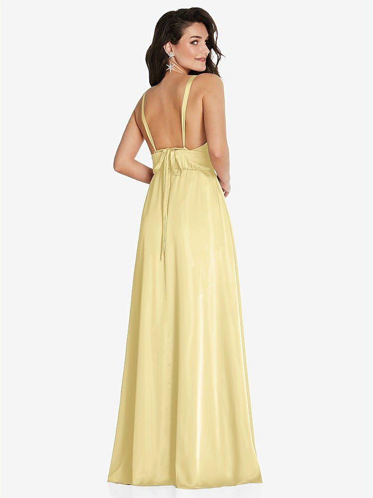 【STYLE: TH093】Deep V-Neck Shirred Skirt Maxi Dress with Convertible Straps【COLOR: Pale Yellow】