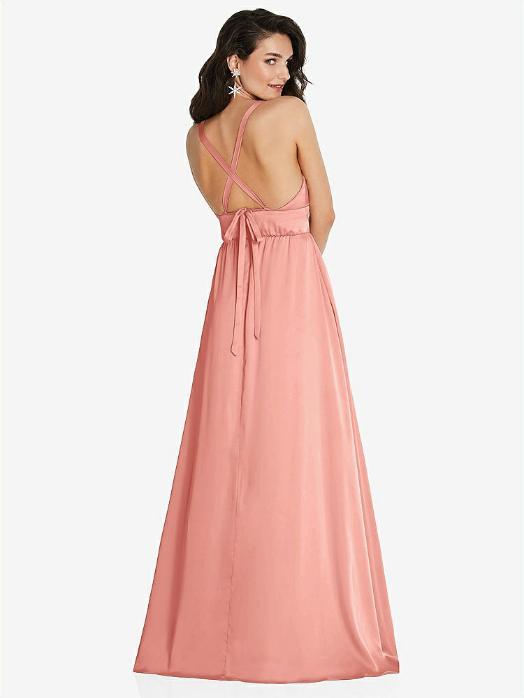 【STYLE: TH093】Deep V-Neck Shirred Skirt Maxi Dress with Convertible Straps【COLOR: Rose - PANTONE Rose Quartz】