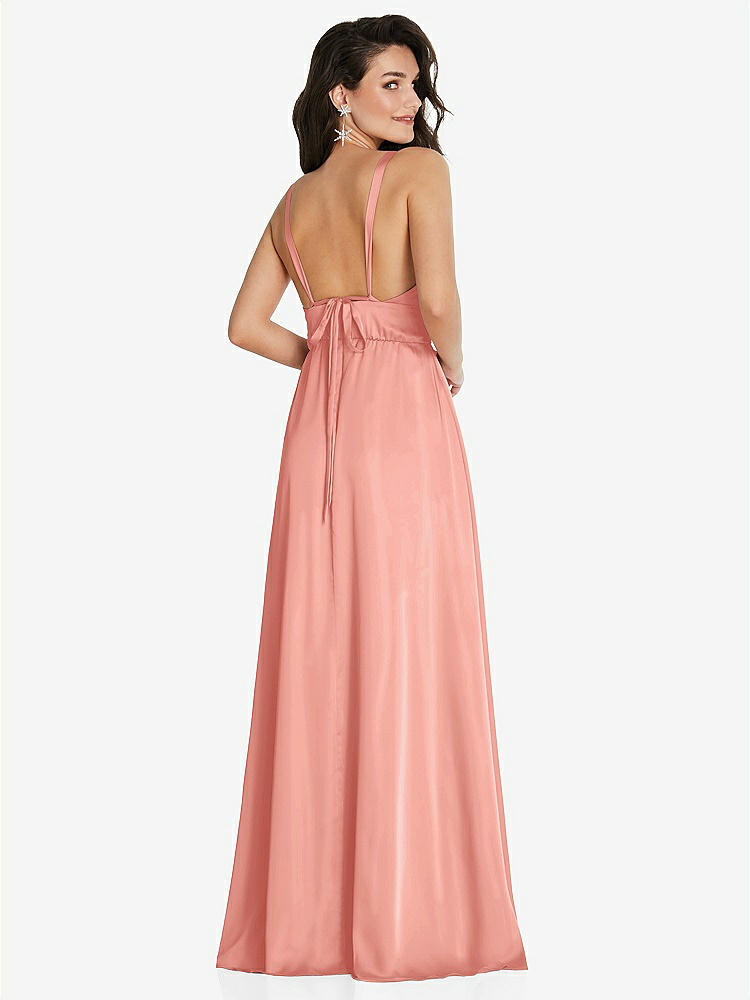 【STYLE: TH093】Deep V-Neck Shirred Skirt Maxi Dress with Convertible Straps【COLOR: Rose - PANTONE Rose Quartz】