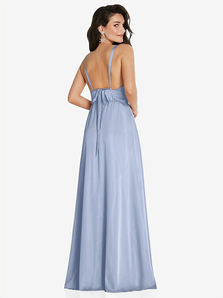 【STYLE: TH093】Deep V-Neck Shirred Skirt Maxi Dress with Convertible Straps【COLOR: Sky Blue】