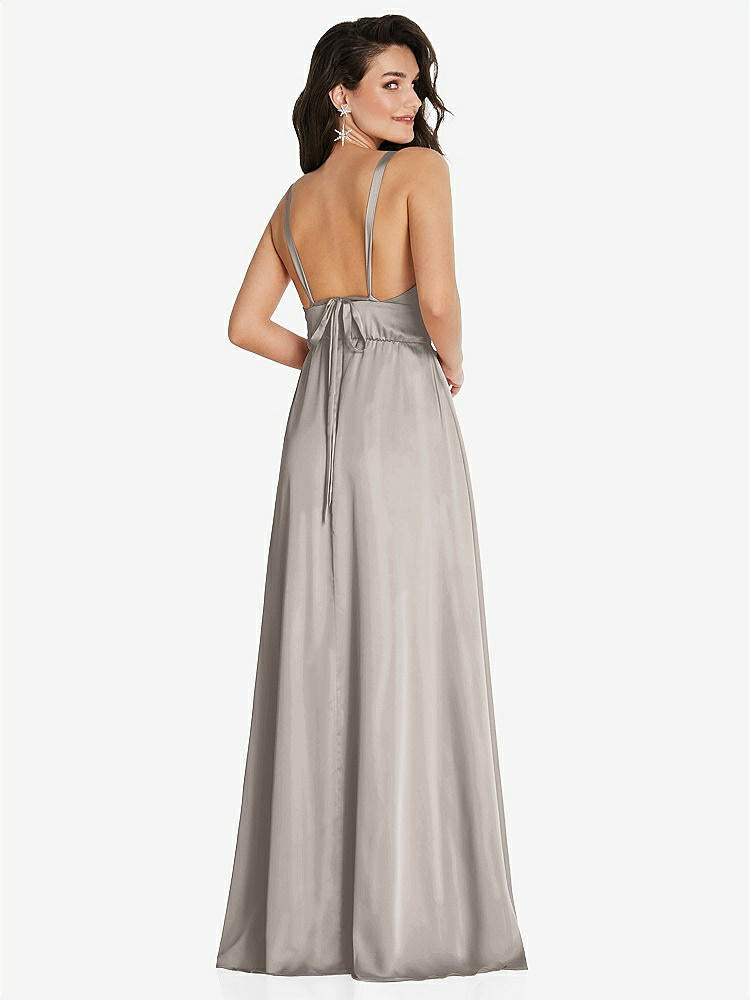 【STYLE: TH093】Deep V-Neck Shirred Skirt Maxi Dress with Convertible Straps【COLOR: Taupe】