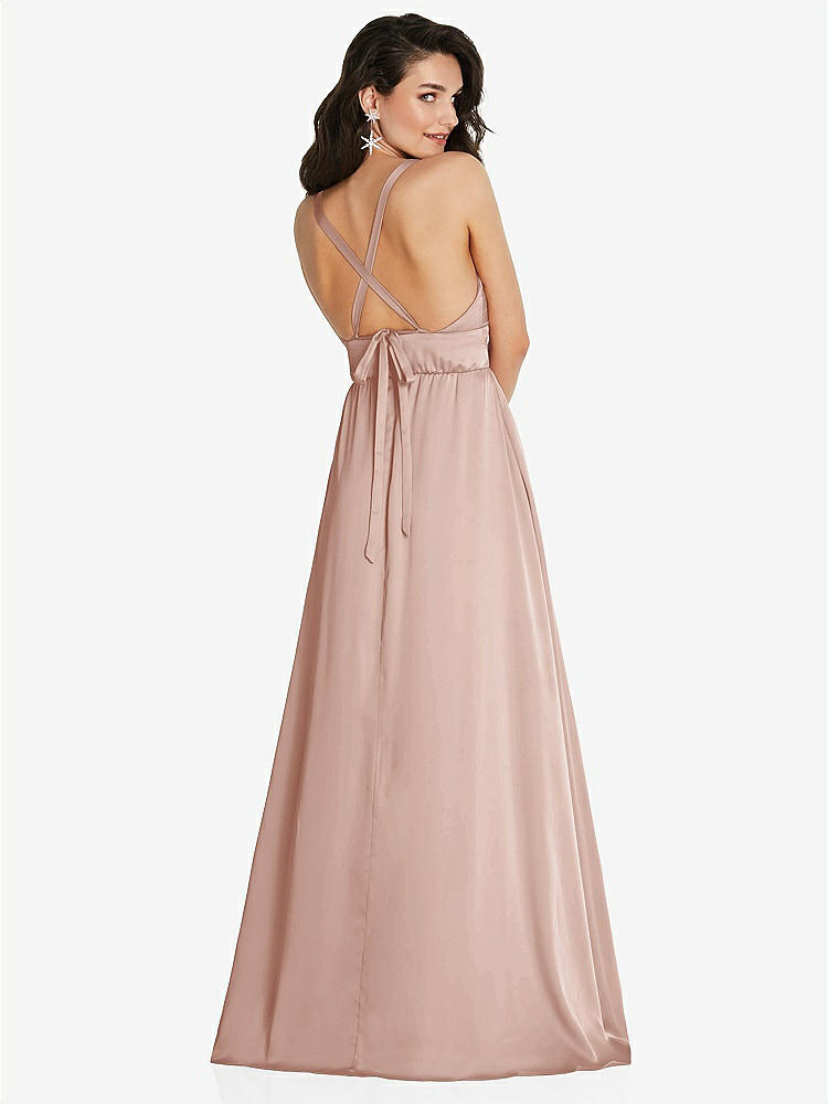 【STYLE: TH093】Deep V-Neck Shirred Skirt Maxi Dress with Convertible Straps【COLOR: Toasted Sugar】