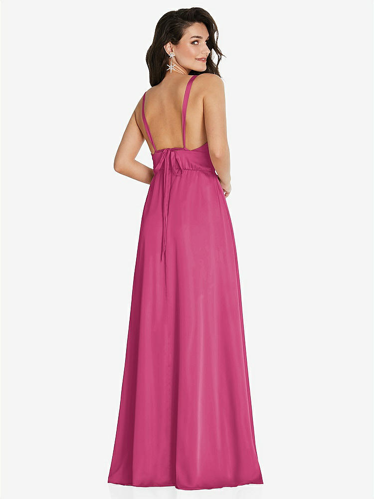 【STYLE: TH093】Deep V-Neck Shirred Skirt Maxi Dress with Convertible Straps【COLOR: Tea Rose】