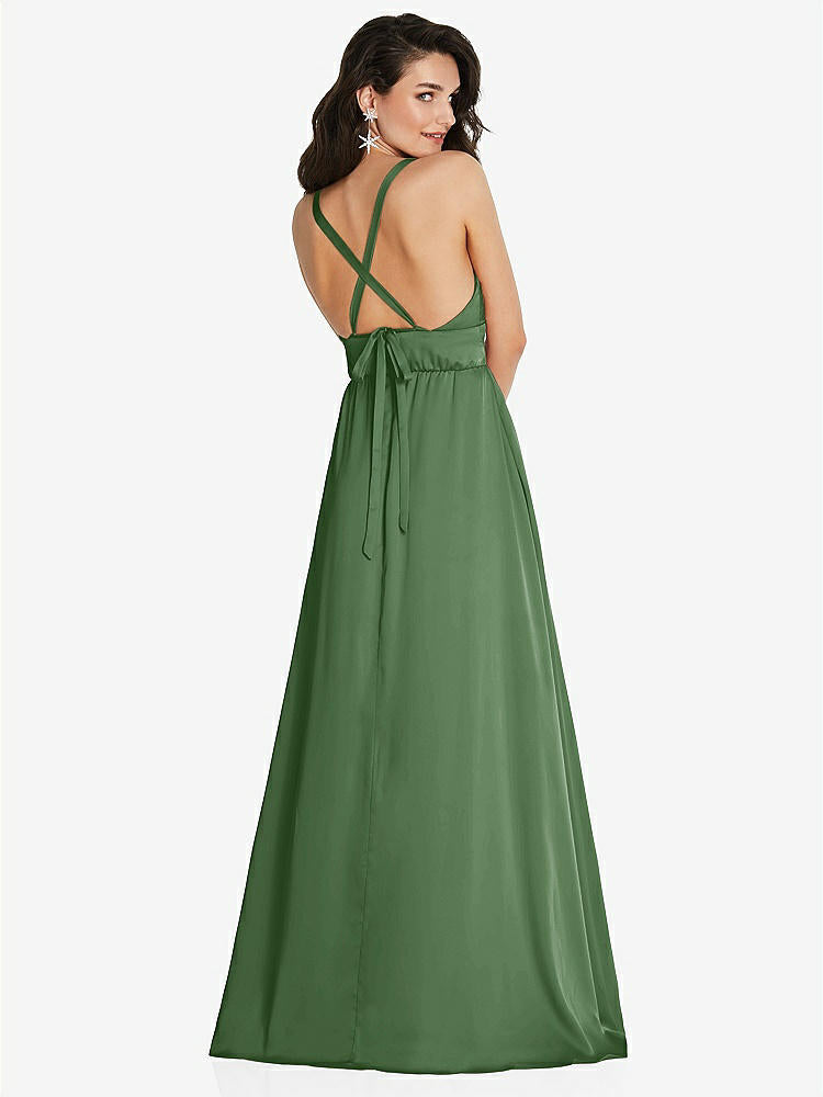 【STYLE: TH093】Deep V-Neck Shirred Skirt Maxi Dress with Convertible Straps【COLOR: Vineyard Green】