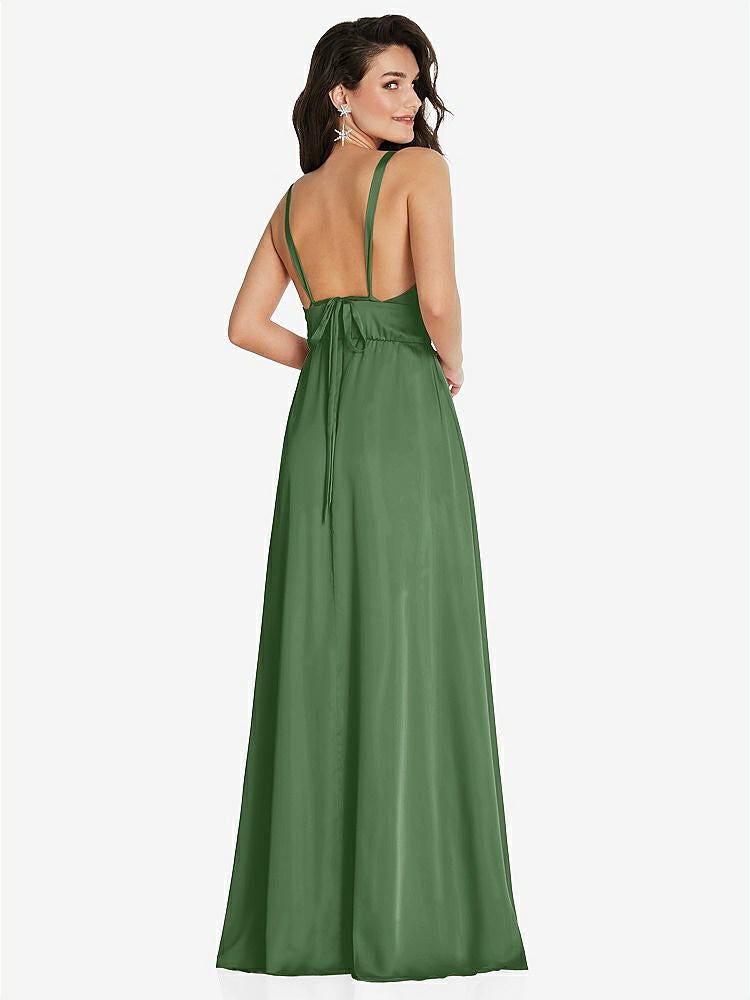 【STYLE: TH093】Deep V-Neck Shirred Skirt Maxi Dress with Convertible Straps【COLOR: Vineyard Green】