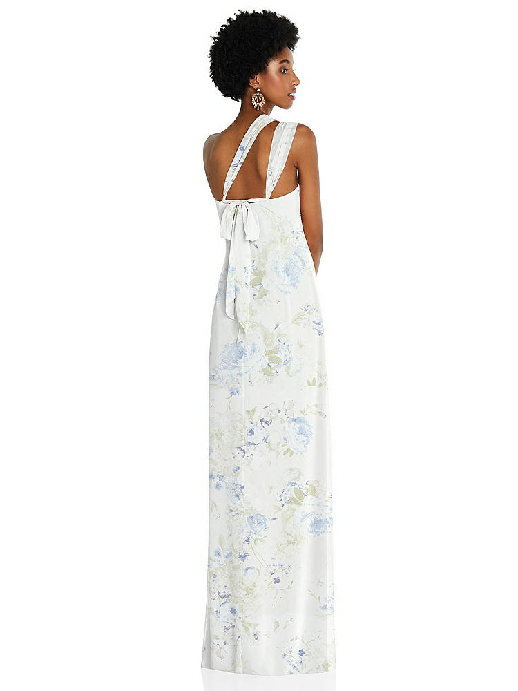 【STYLE: 3109】Draped Chiffon Grecian Column Gown with Convertible Straps【COLOR: Bleu Garden】