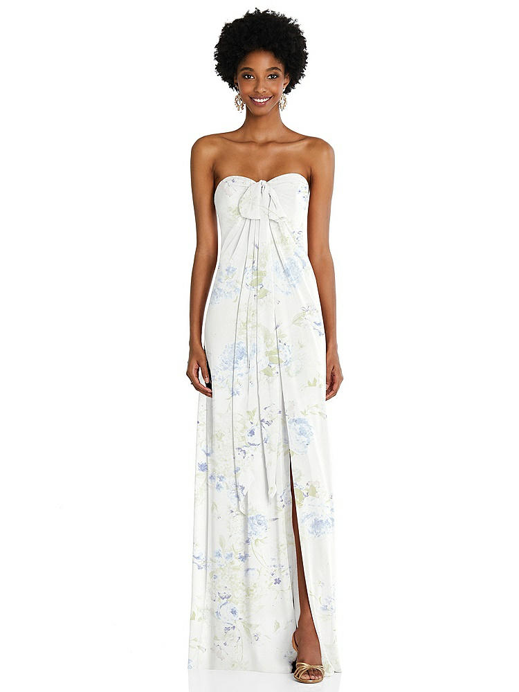 【STYLE: 3109】Draped Chiffon Grecian Column Gown with Convertible Straps【COLOR: Bleu Garden】