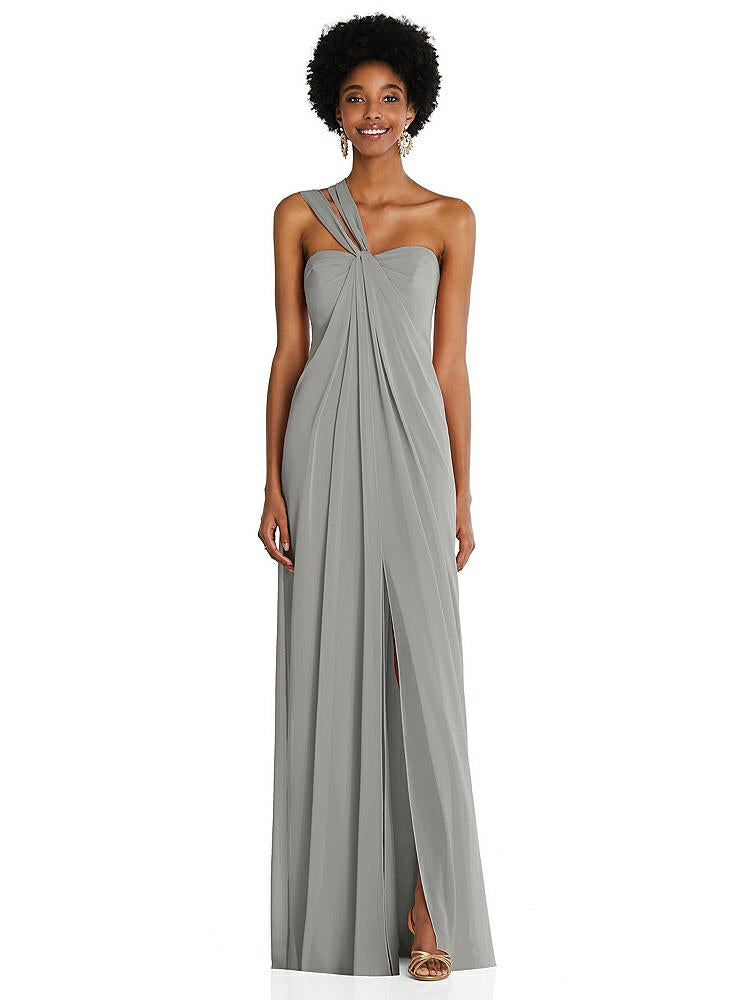 【STYLE: 3109】Draped Chiffon Grecian Column Gown with Convertible Straps【COLOR: Chelsea Gray】