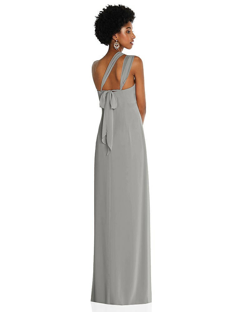 【STYLE: 3109】Draped Chiffon Grecian Column Gown with Convertible Straps【COLOR: Chelsea Gray】