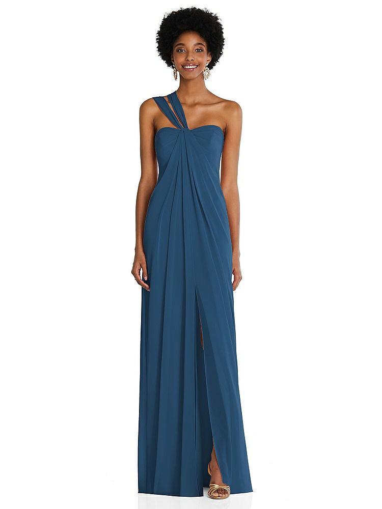 【NEW】【STYLE: 3109】ドレープ シフォン grecian 列 ガウン コンバーチブル ストラップ【COLOR: Dusk Blue】【SIZE: 00-30W】