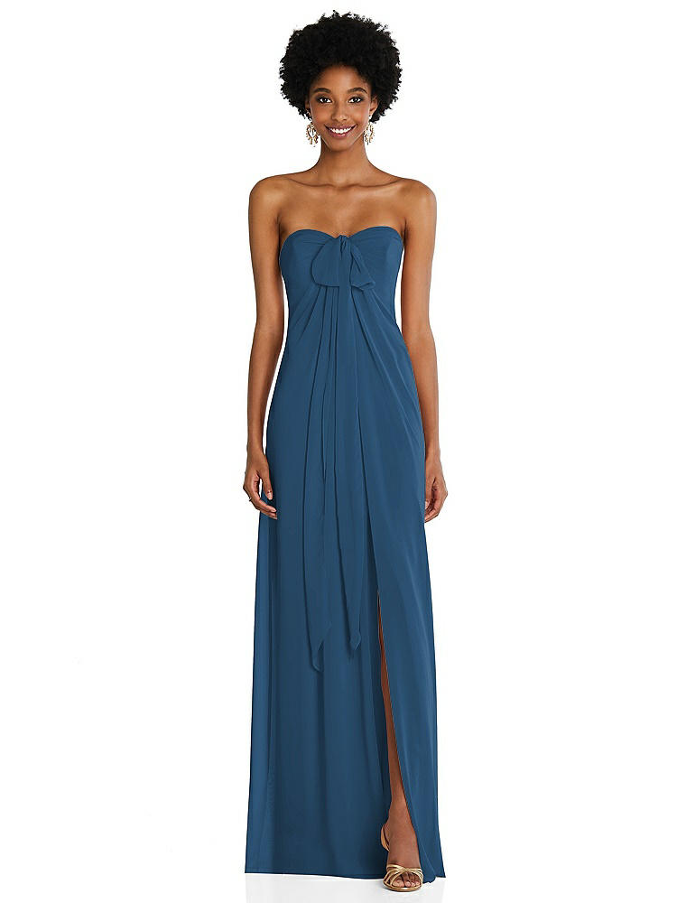 【NEW】【STYLE: 3109】ドレープ シフォン grecian 列 ガウン コンバーチブル ストラップ【COLOR: Dusk Blue】【SIZE: 00-30W】